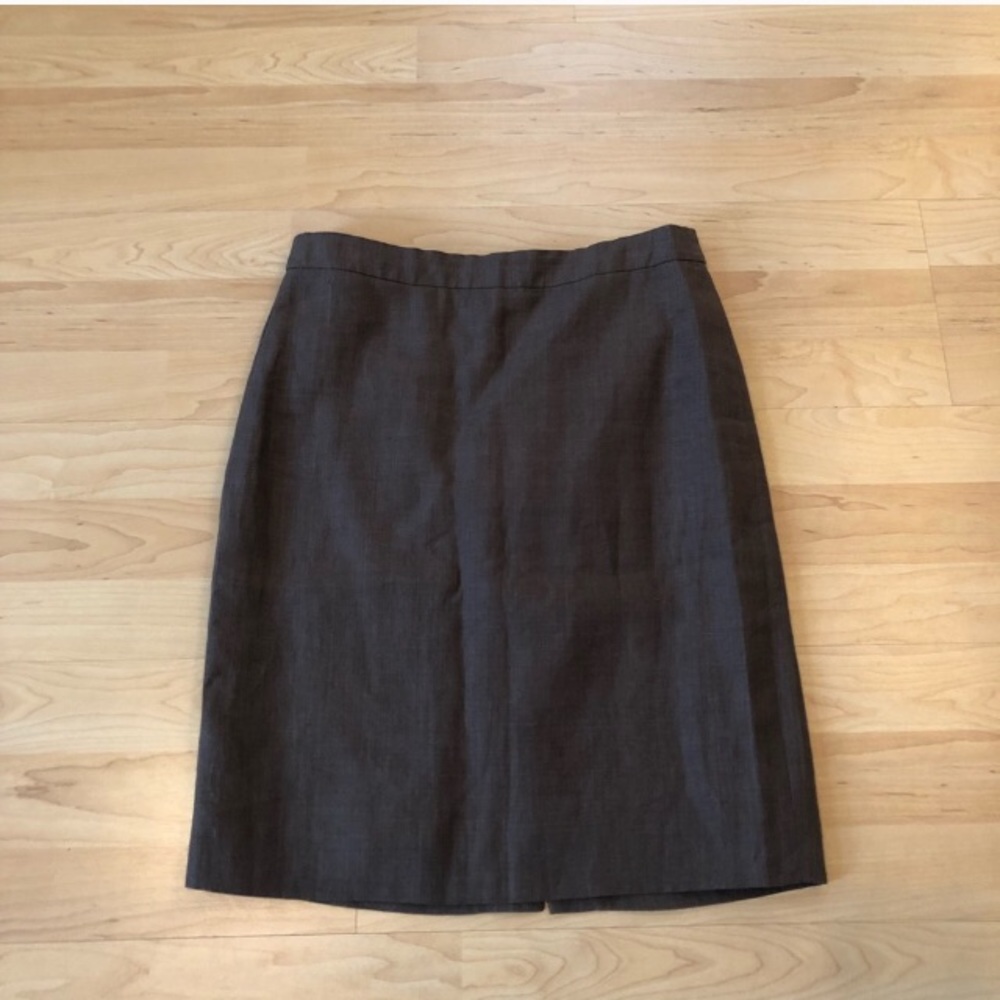 J. Crew Linen Brown Pencil Skirt